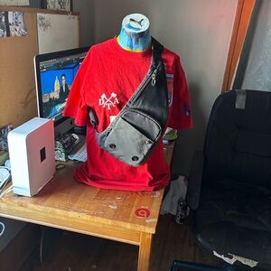 Stylish Black and Gray Men's Crossbody Bag